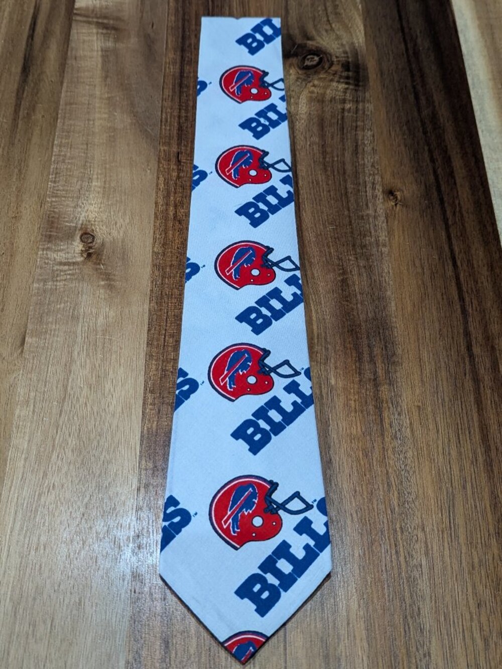 Buffalo Bills White Wordmark Men's Neck Tie. Custom handmade. New